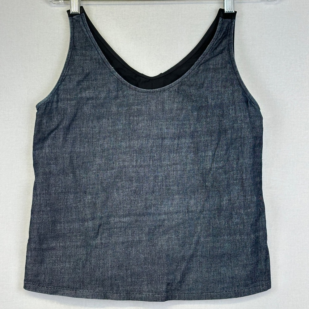 MM6 Maison Margiela Inside Out Tank Top Raw Hem Denim Black‎ Women IT 36